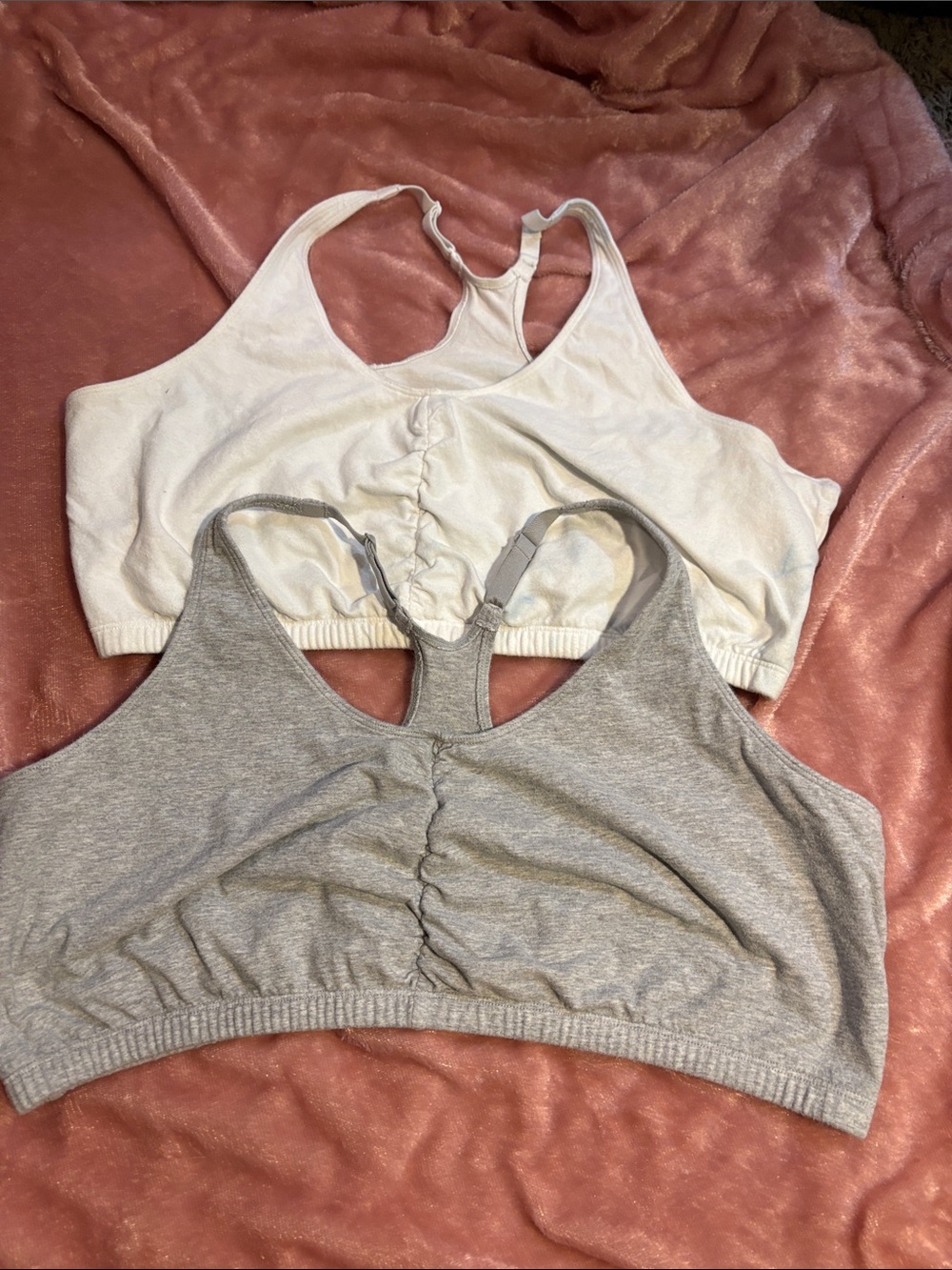 Fruit of the Loom Cotton Racerback Bralettes - White & Gray 3XL